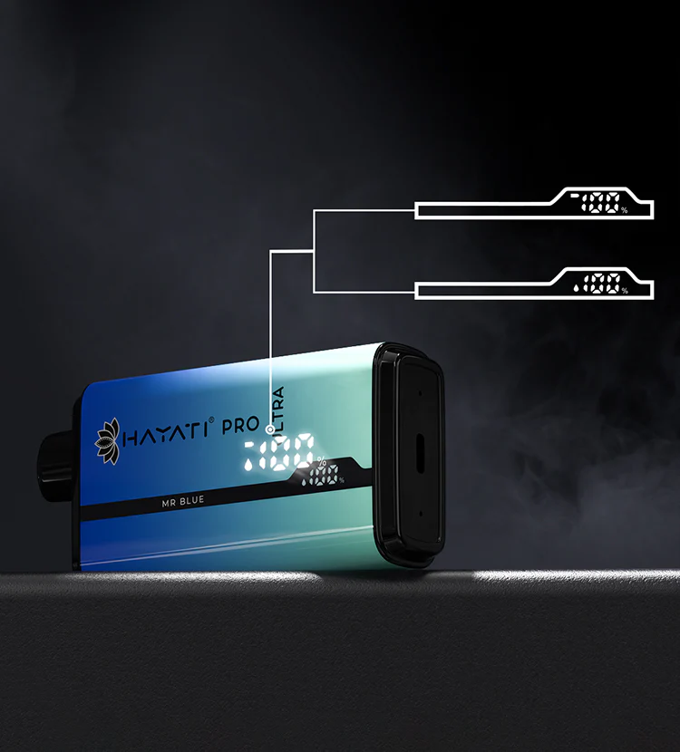 Hayati Pro Ultra vape screen battery e-liquid indicator, digital display vape device - Hayati® Pro Ultra15000 Puffs