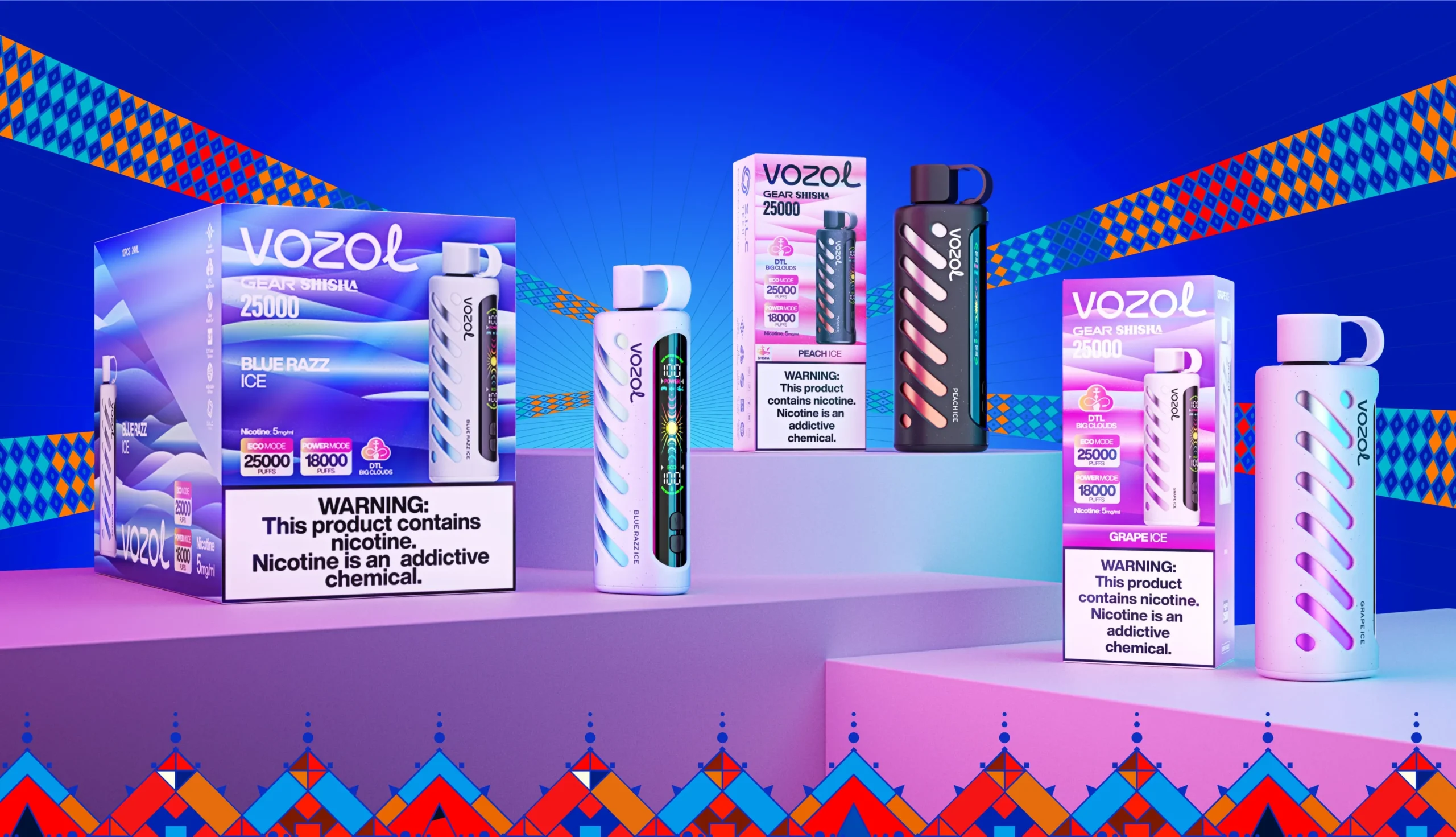 VOZOL Shisha 25000 Middle Eastern design, Vape device shisha aesthetic, Arabic style electronic cigarette - GEAR SHISHA 25000 - VOZOL