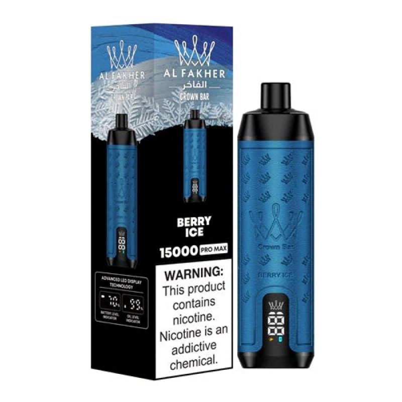 AL Fakher Crown Bar 15000 nicotine concentration, 0.6% nicotine vape DTL, 5mg/ml nicotine disposable vape - AL Fakher Crown Bar 15K 15000 Puffs Pro Max Disposable Vape 22ml ...