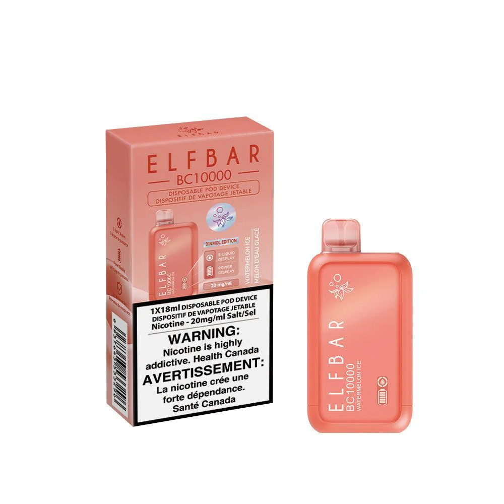 Watermelon Ice vape flavor, refreshing watermelon and ice, Dubai favorite vape flavor, Elfbar BC10000 watermelon - Elfbar BC10000 Watermelon Ice Disposable Vape, 18mL - Vapor Shoppe