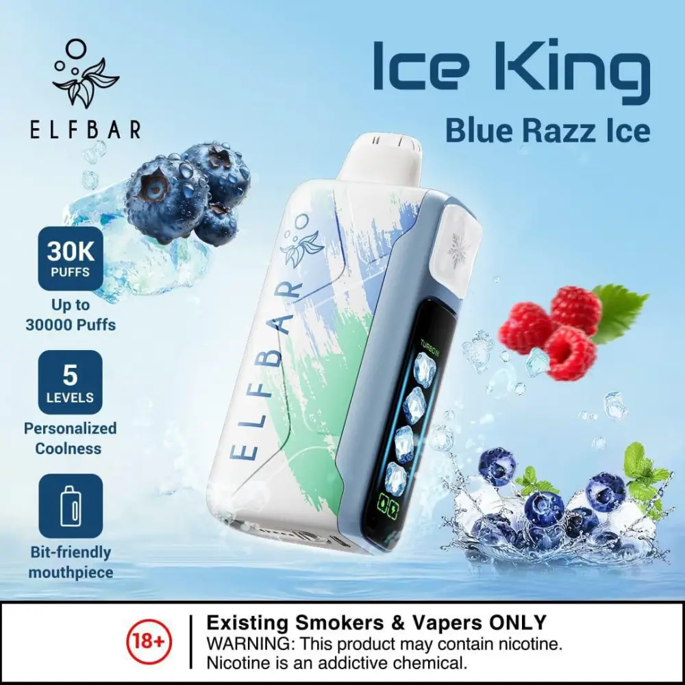Elfbar Ice King 30000 vape, icy vape device, disposable vape with ice theme, arctic vape - Elfbar Ice King 30000 Puffs Disposable Vape | Fast Delivery Dubai &