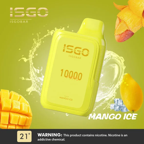 Isgo Bar 10000 Mango Ice flavor, Peach Ice vape, fruity disposable vape, intense flavor - ISGO Bar 10000 Puffs Disposable Vapes - Mango Ice - 5% nic - Type ...