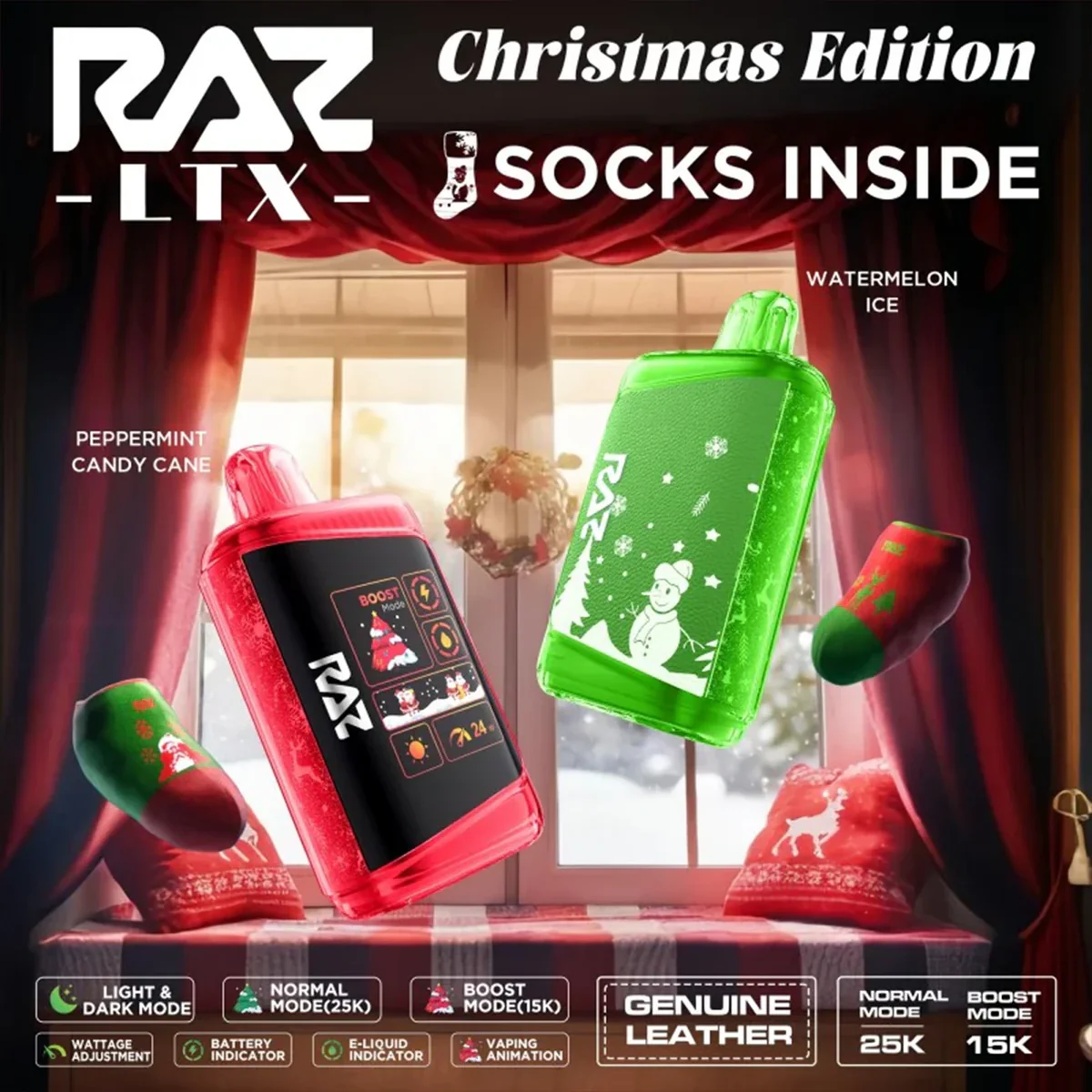 Vaporx.ae Christmas flash sale, vape deals Dubai 35 AED, holiday discount vape - Raz LTX Vape 25K Christmas Edition - Festive Flavors & Features
