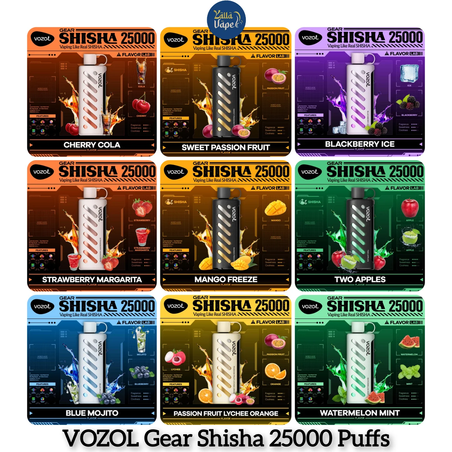 VOZOL Shisha 25000 disposable vape, premium shisha style vape, apple flavored vape device - VOZOL Gear Shisha 25000 Puffs Disposable Vape in UAE – YALLA VAPE