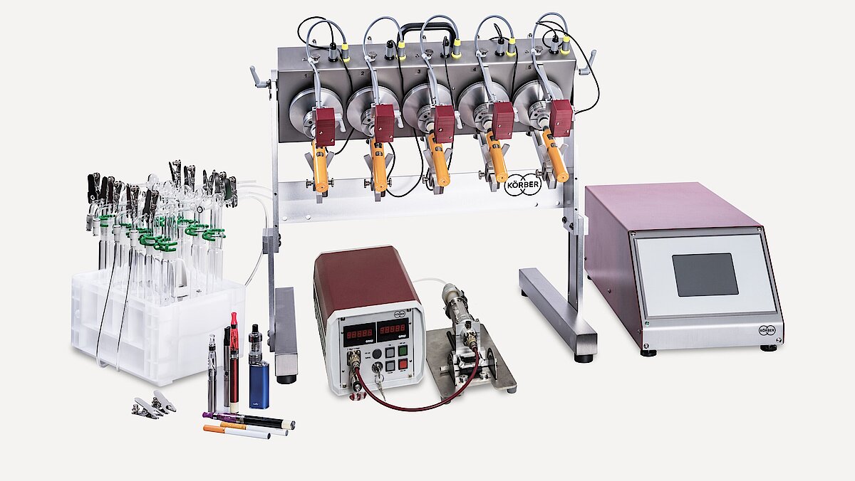 vape automated testing machine, laboratory puff count measurement, e-cigarette testing equipment - Instruments for the tobacco, hemp and vaping industries - Körber